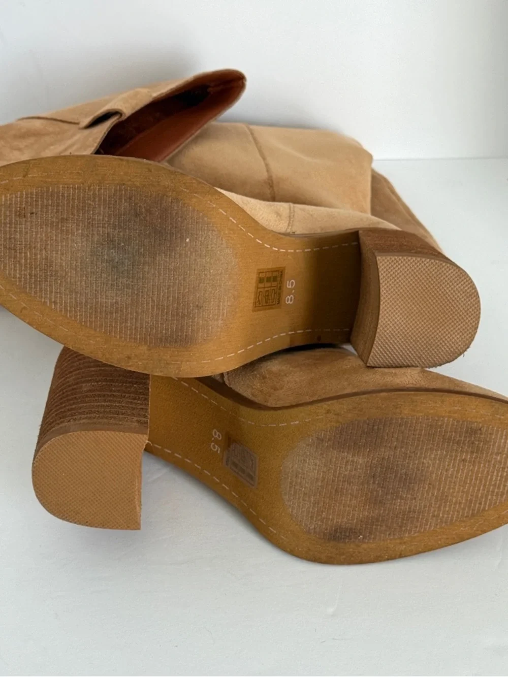 Altar'd State Tan Knee-High Block Heel Boots Size 8.5